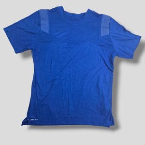 Nike Dri-Fit Mens football Soccer Shirt Blue UV Jersey Crew Neck Size LARGE